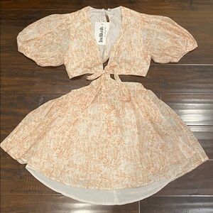 Peach and White Floral Dress